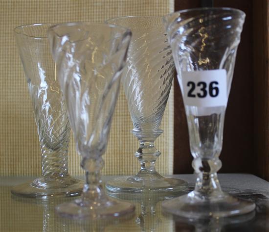 Four 18th century Wrythen pluted glasses